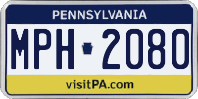 PA license plate MPH2080