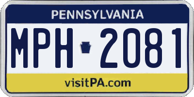 PA license plate MPH2081
