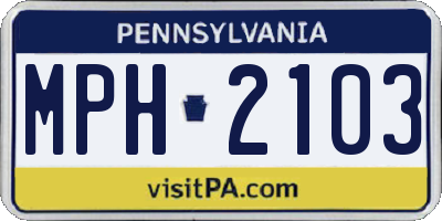 PA license plate MPH2103
