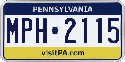 PA license plate MPH2115