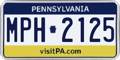 PA license plate MPH2125