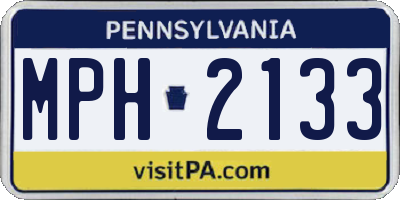 PA license plate MPH2133