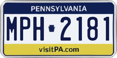 PA license plate MPH2181
