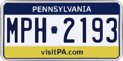 PA license plate MPH2193