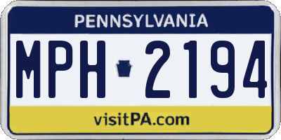 PA license plate MPH2194