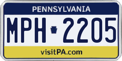 PA license plate MPH2205