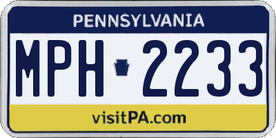 PA license plate MPH2233