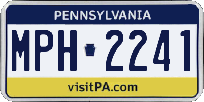 PA license plate MPH2241