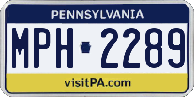 PA license plate MPH2289