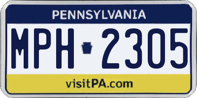 PA license plate MPH2305