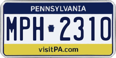 PA license plate MPH2310