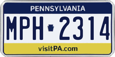 PA license plate MPH2314