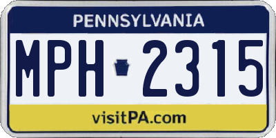 PA license plate MPH2315
