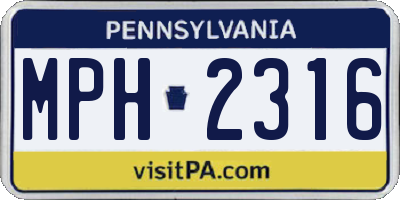 PA license plate MPH2316