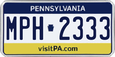 PA license plate MPH2333