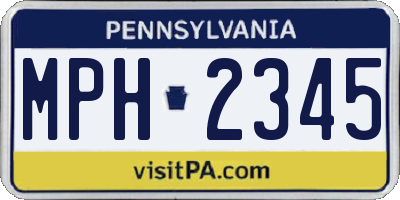 PA license plate MPH2345