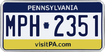 PA license plate MPH2351