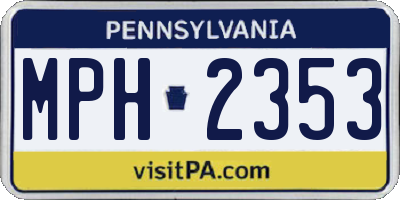 PA license plate MPH2353