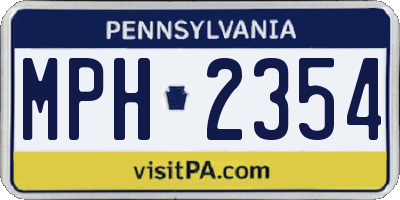 PA license plate MPH2354