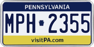 PA license plate MPH2355