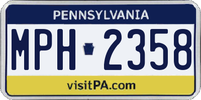 PA license plate MPH2358