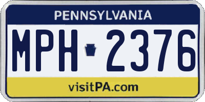 PA license plate MPH2376