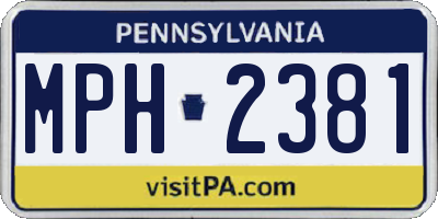 PA license plate MPH2381