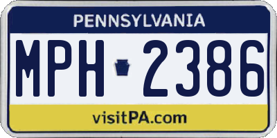 PA license plate MPH2386