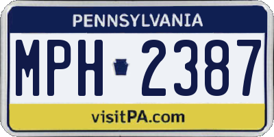 PA license plate MPH2387