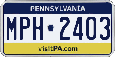 PA license plate MPH2403