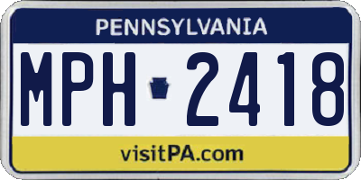 PA license plate MPH2418