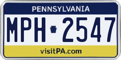 PA license plate MPH2547
