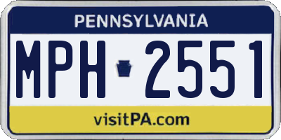 PA license plate MPH2551