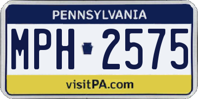 PA license plate MPH2575