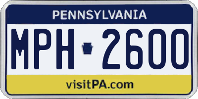 PA license plate MPH2600