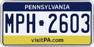 PA license plate MPH2603