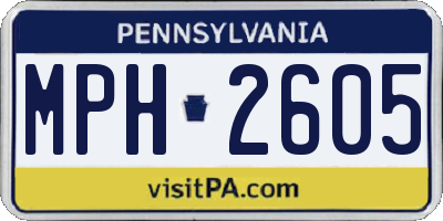 PA license plate MPH2605