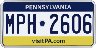 PA license plate MPH2606