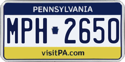 PA license plate MPH2650