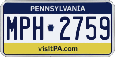 PA license plate MPH2759