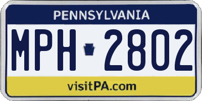 PA license plate MPH2802