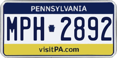 PA license plate MPH2892