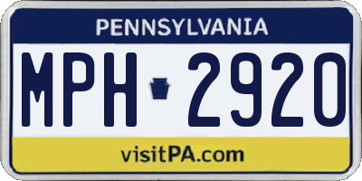 PA license plate MPH2920
