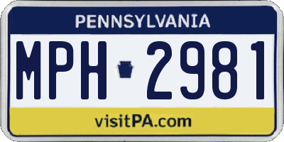 PA license plate MPH2981