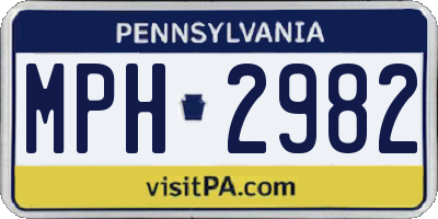 PA license plate MPH2982
