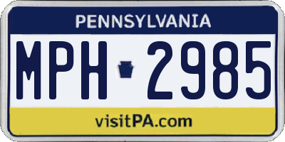 PA license plate MPH2985
