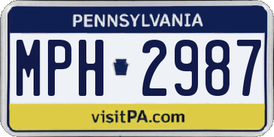 PA license plate MPH2987