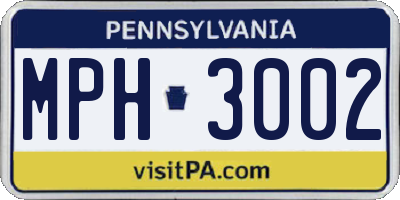 PA license plate MPH3002