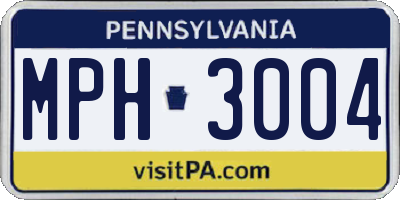 PA license plate MPH3004