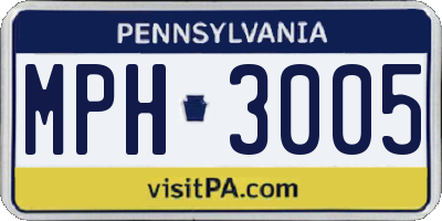 PA license plate MPH3005